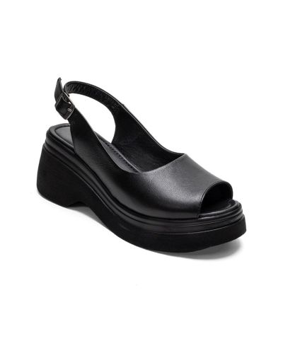 Forever & Always Shoes Women's Laure Leather Wedge Sandal