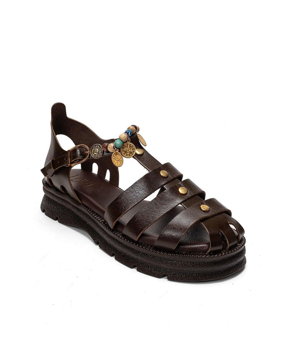Forever & Always Shoes Women's Solis Leather Beaded Sandal
