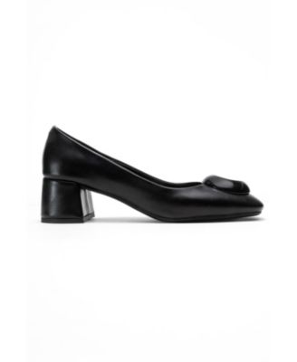 Prologue Shoes Women's Mila Buckle Square Toe Block Heel Pump