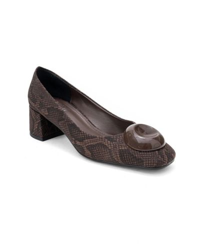 Prologue Shoes Women's Mila Buckle Square Toe Block Heel Pump