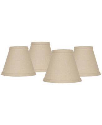 Springcrest Set of 4 Empire Chandelier Lamp Shades Beige Linen Small 3" Top x 6" Bottom x 5" High Candelabra Clip-On Fitting