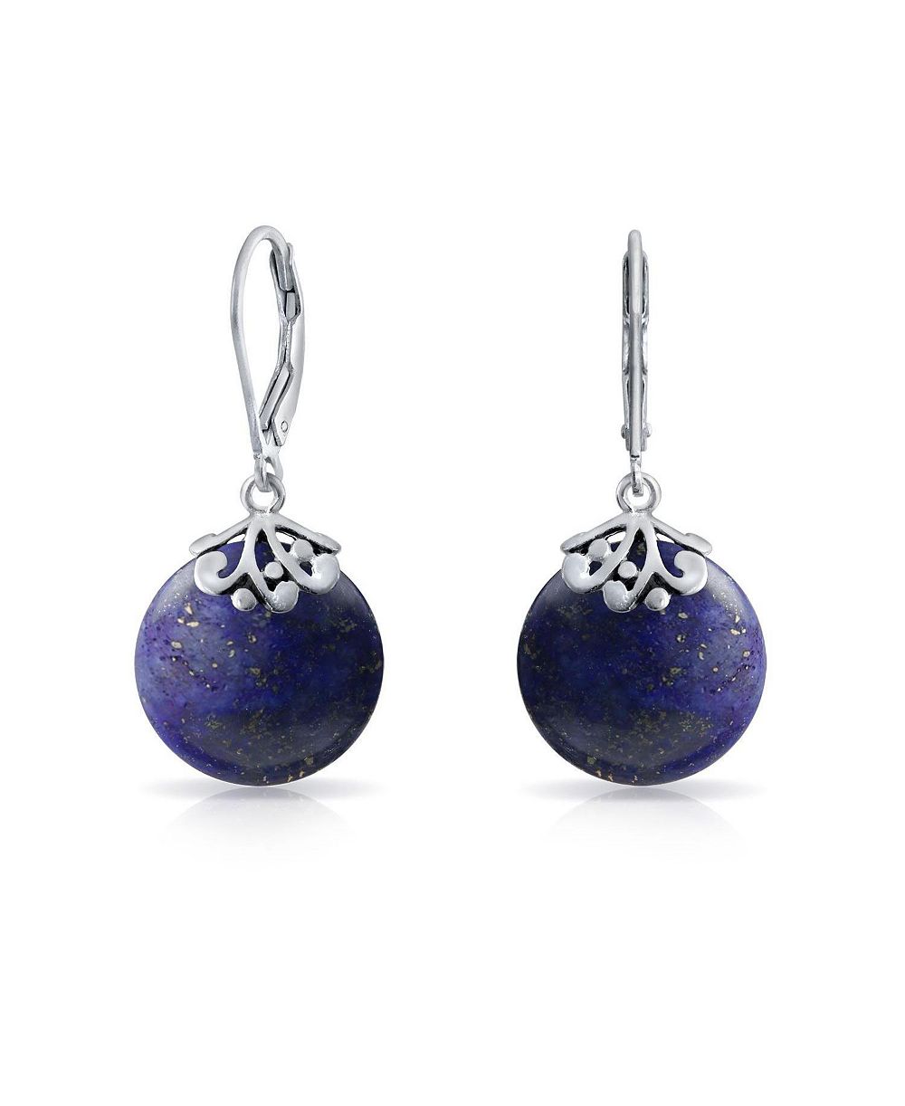 Серьги-подвески Lapis Lazuli в стиле Bali от Bling Jewelry, серебро.925