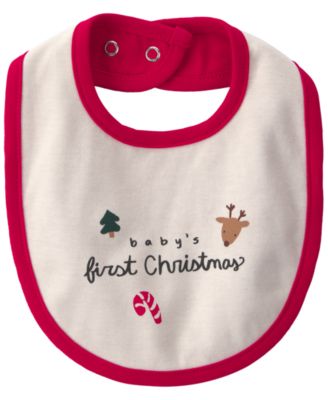 Carter's Baby Boys' or Baby Girls' First Christmas Interlock Cotton Bib