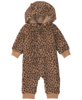 Carter's Baby Girls' Leopard Teddy Fleece Jumpsuit