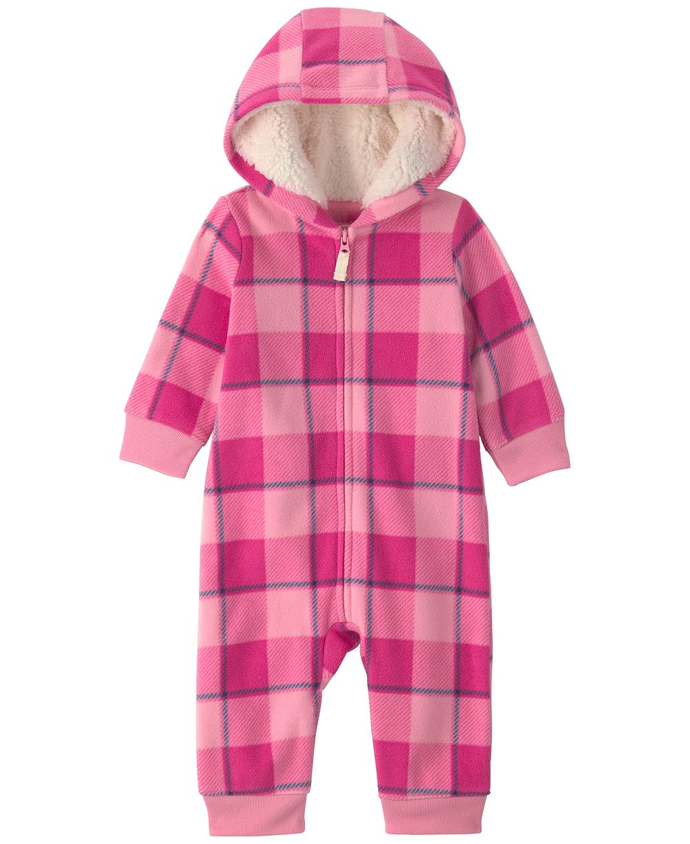 Carter's детский комбинезон с капюшоном и молнией из флиса в клетку Buffalo Check
