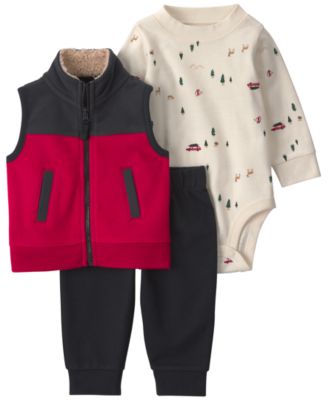 Carter's Baby Boys' Christmas Fleece Layering Vest, Bodysuit and Jogger Pants, 3-Piece Set