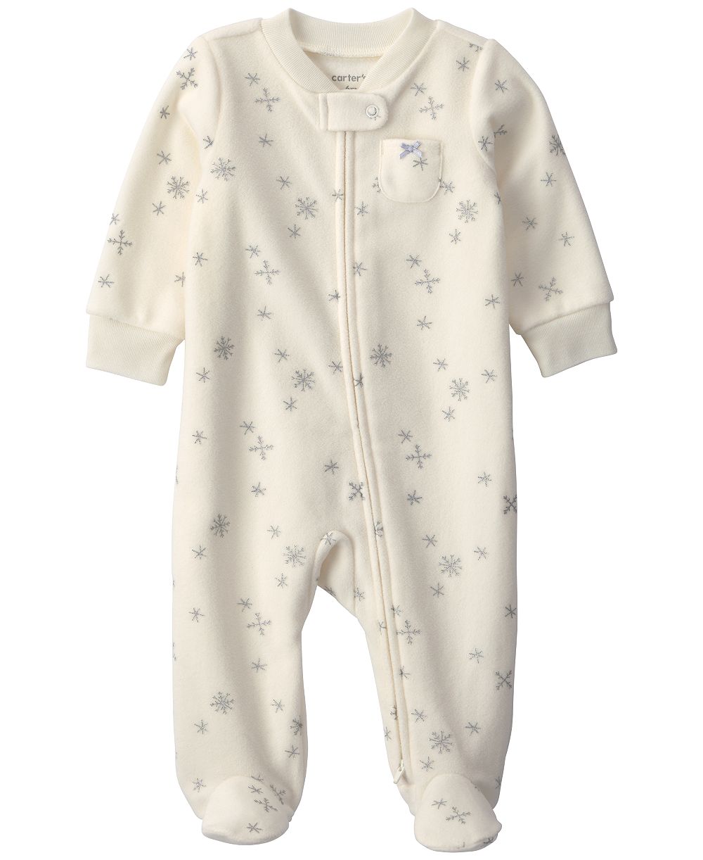 Carter's Baby Girls' Snowflake 2-Way Zip Fleece Sleep & Play Pajamas