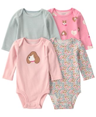 Детские боди carter's baby girls' с длинным рукавом и принтом собаки, упаковка 4 шт