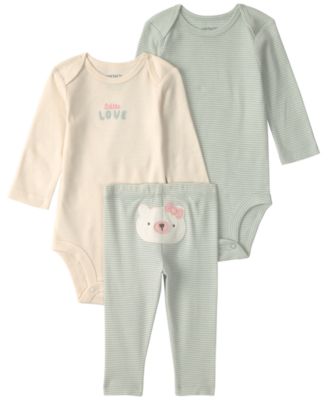 Carter's комплект из 3 предметов для девочек-малышек: боди с длинным рукавом и принтом полярного медведя, брюки