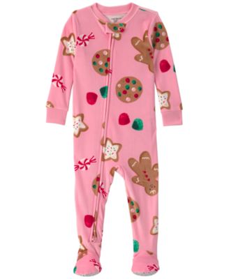 Carter's Baby Girls' Christmas Gingerbread 2-Way Zip DreamPlush Footed Pajama