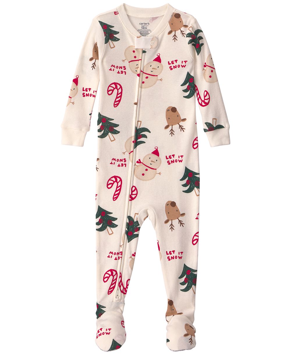 Carter's Baby Boys' and Girls' Christmas Icon Long-Sleeve Footed Pajamas, 1-Piece
