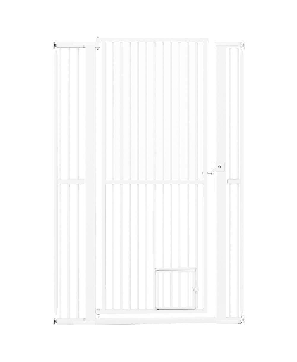 RUIE 59 in Extra Tall Pet Gate with Adjustable Width and Dual Lockable Doors
