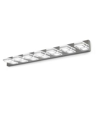 BUSDAYS 45 Inch Modern 7 Light LED Vanity Light Square Acrylic Lampshades Wall Mount Fixture for Bathroom Mirror Lighting