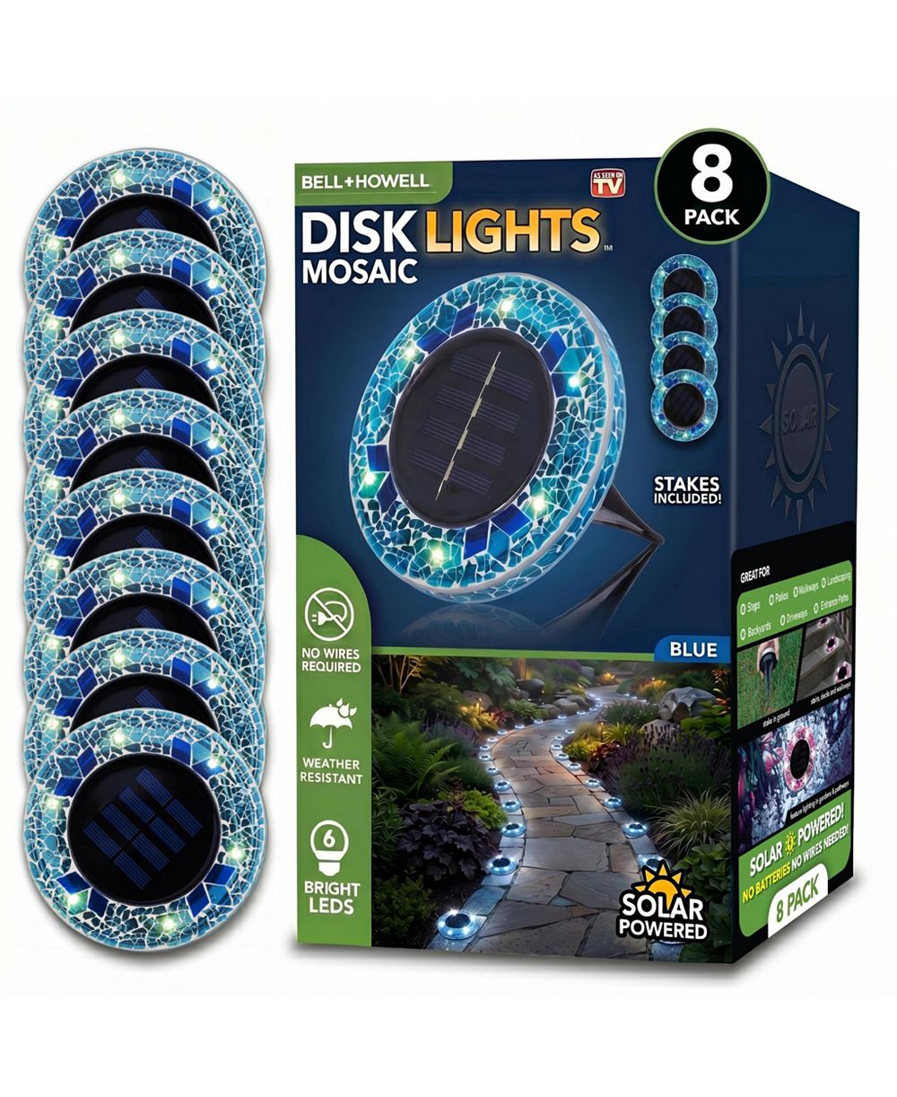 Солнечные садовые светильники Bell + Howell Mosaic Disk, 6 LED, 8-Piece