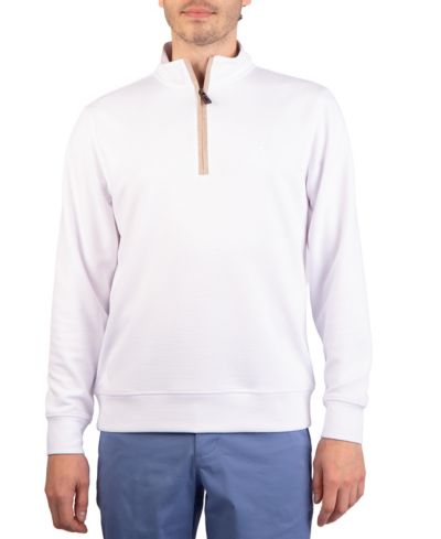 Tailorbyrd Men's men Ottoman Quarter Zip with Suede Tipping