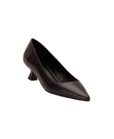 Forever & Always Shoes Womens Helly Kitten Heel Leather Stiletto Pumps