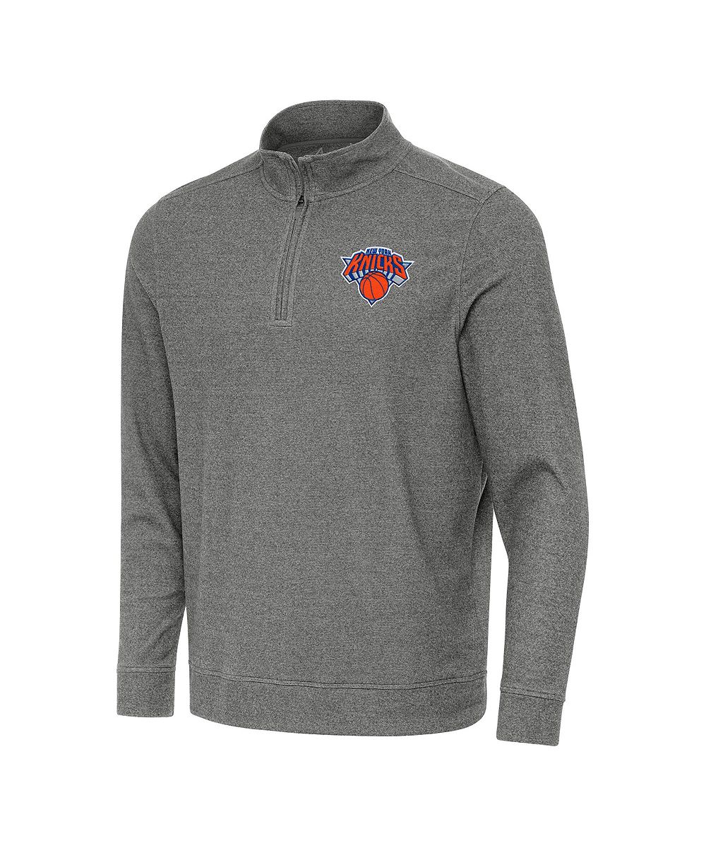 Мужская толстовка Antigua New York Knicks Subtle Quarter-Zip Heather Black