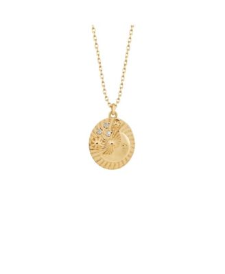 Spero London Moon Embossed Silhouette Sterling Silver Medal Necklace