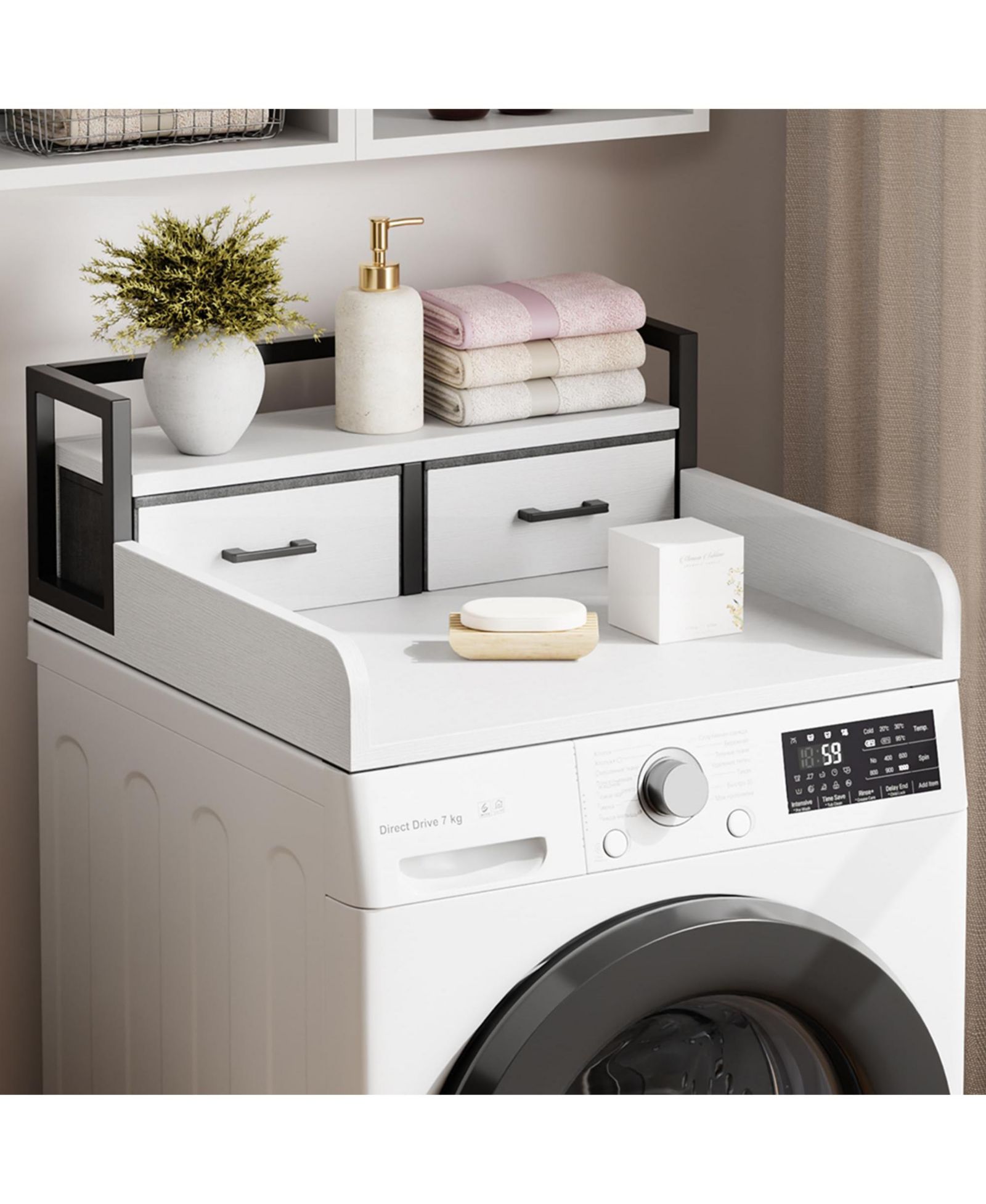 homfan Тумба для прачечной Wood Washer Dryer Topper 54 Inch с 2 ярусами