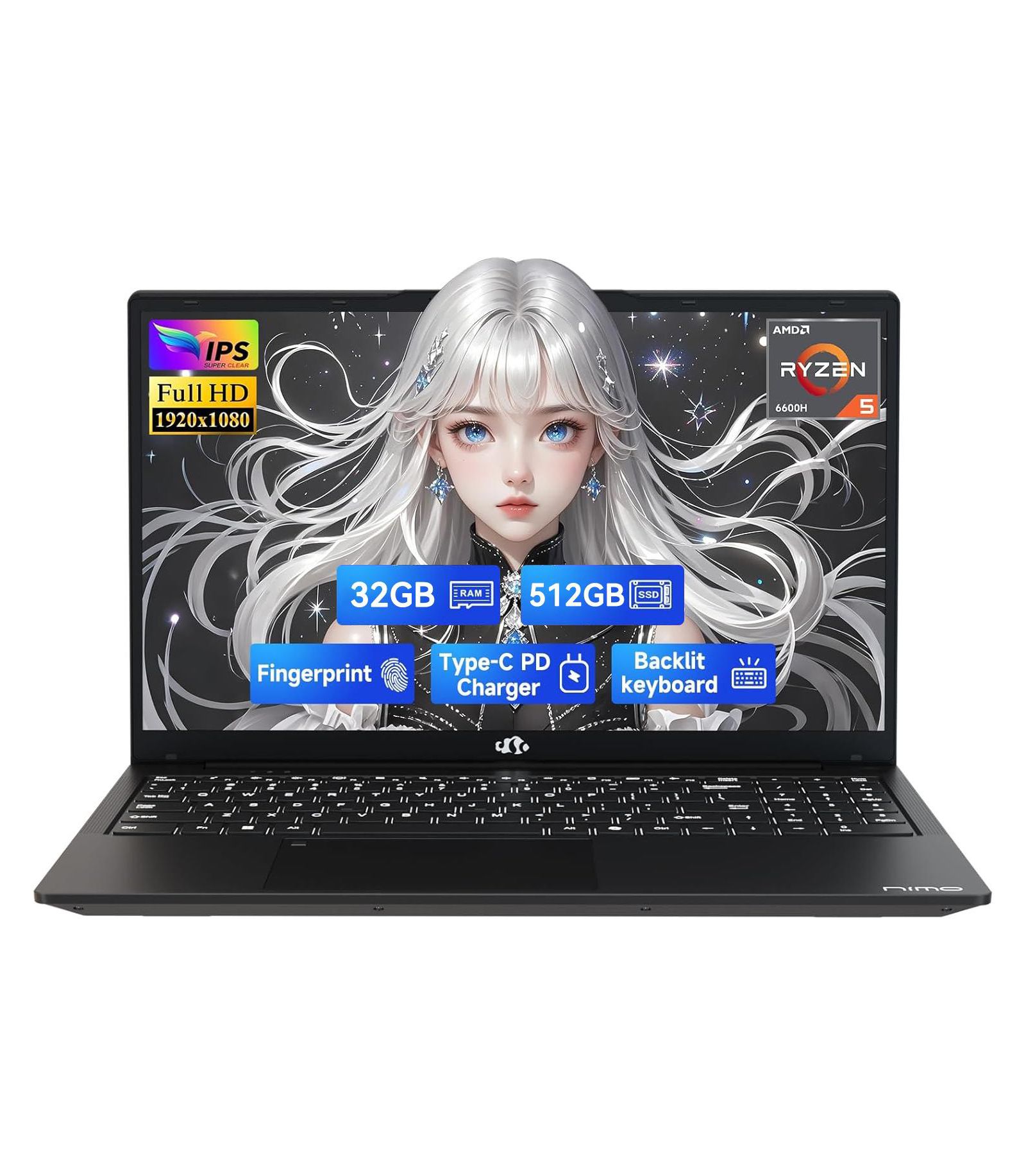Nimo AMD Ryzen 5 6600H 32GB DDR5 RAM 15.6" Laptop
