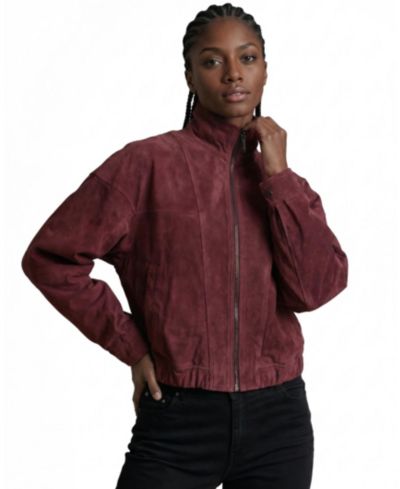 Furniq UK Women's Mila Burgundy Suede Jacket