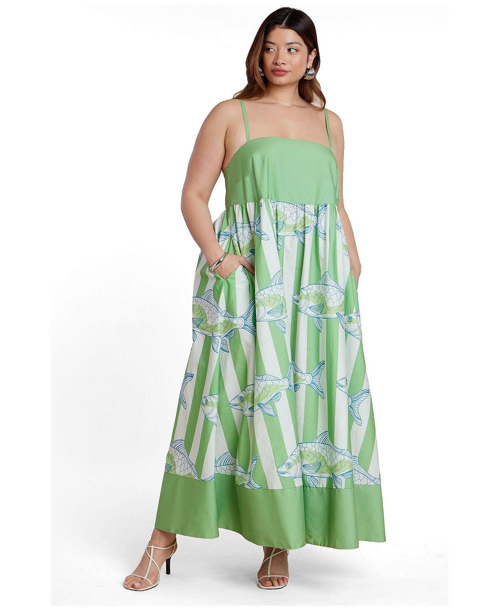 Женское макси-платье ELOQUII Women's Plus Size Printed Relaxed