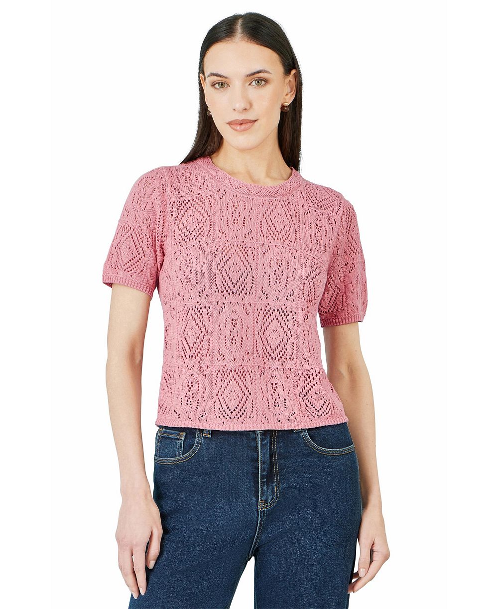Yumi Женский Cotton Crochet Knitted Top