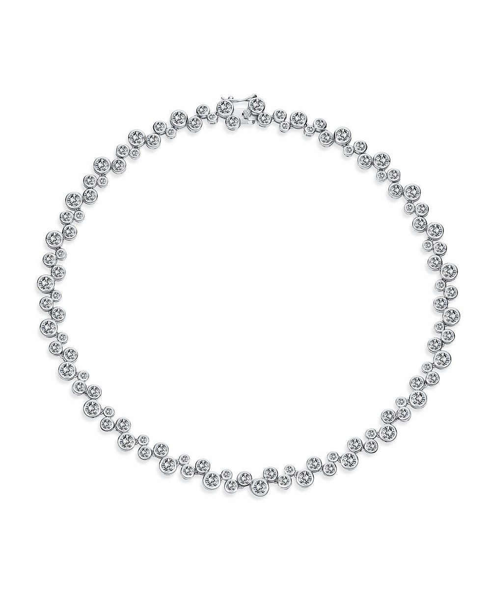 Bling Jewelry ожерелье теннисное Modern Bride Zig Zag Cocktail CZ Round Bubble Bezel Set Zirconia 16 Inch