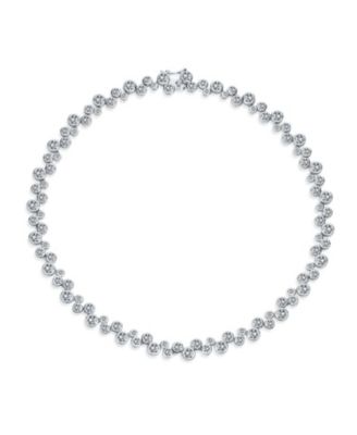 Bling Jewelry ожерелье теннисное Modern Bride Zig Zag Cocktail CZ Round Bubble Bezel Set Zirconia 16 Inch