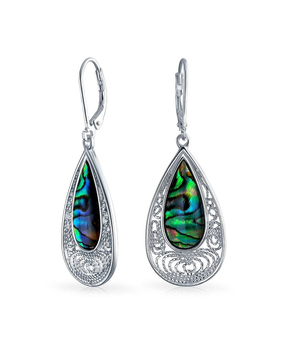 Серьги Bling Jewelry в стиле Бали с перламутром из ракушки абалона, .925 Sterling Silver