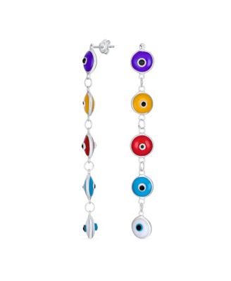 Длинные серьги Bling Jewelry с многоцветным глазом от сглаза из стерлингового серебра.925