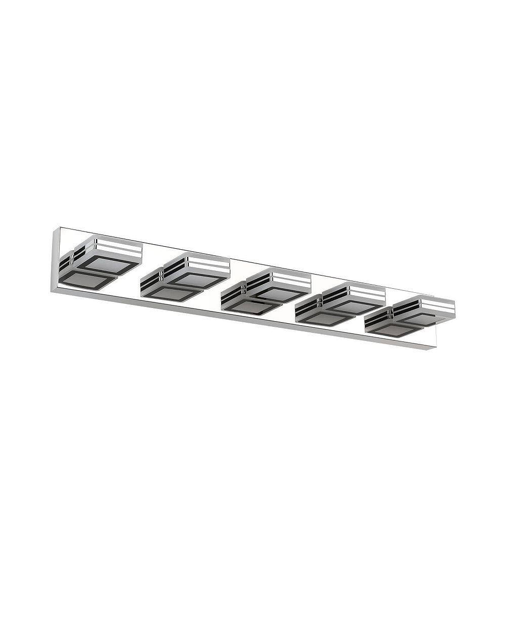 BUSDAYS 32 Inch Modern 5 Light LED Vanity Light Square Acrylic Lampshades Wall Mount Fixture for Bathroom Mirror Lighting