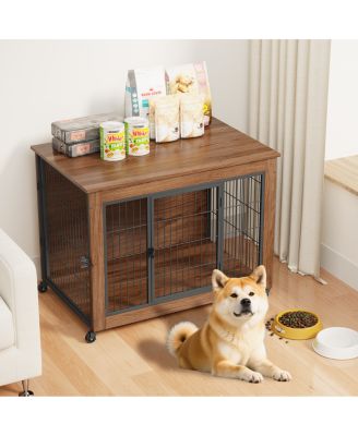 Деревянный домик-клетка для собак Streamdale Furniture 38.6" на колесах с двойными дверями