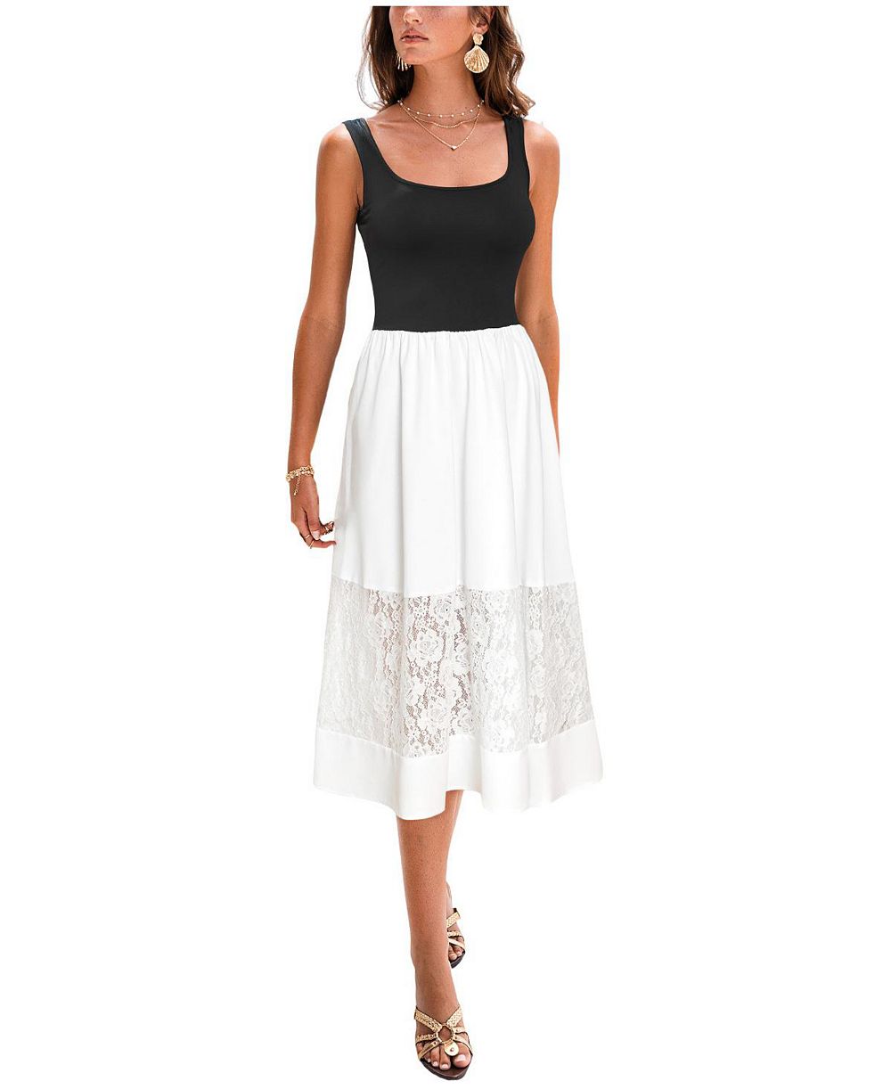 Cupshe Women's Square Neck Pull-On Unlined Long Dress
