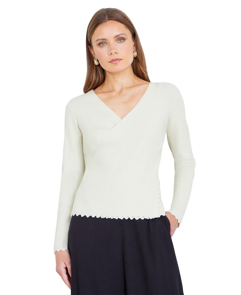 Женский вязаный топ Yumi Metallic Thread Rib Wrap