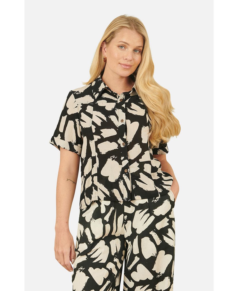 Женская рубашка Yumi Short Sleeve Printed Relaxed Fit