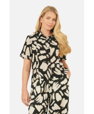 Женская рубашка Yumi Short Sleeve Printed Relaxed Fit