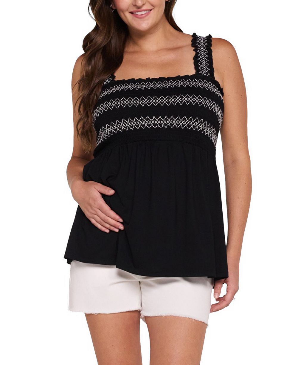 Motherhood Maternity Женский майка-топ Smocked Embroidery Babydoll