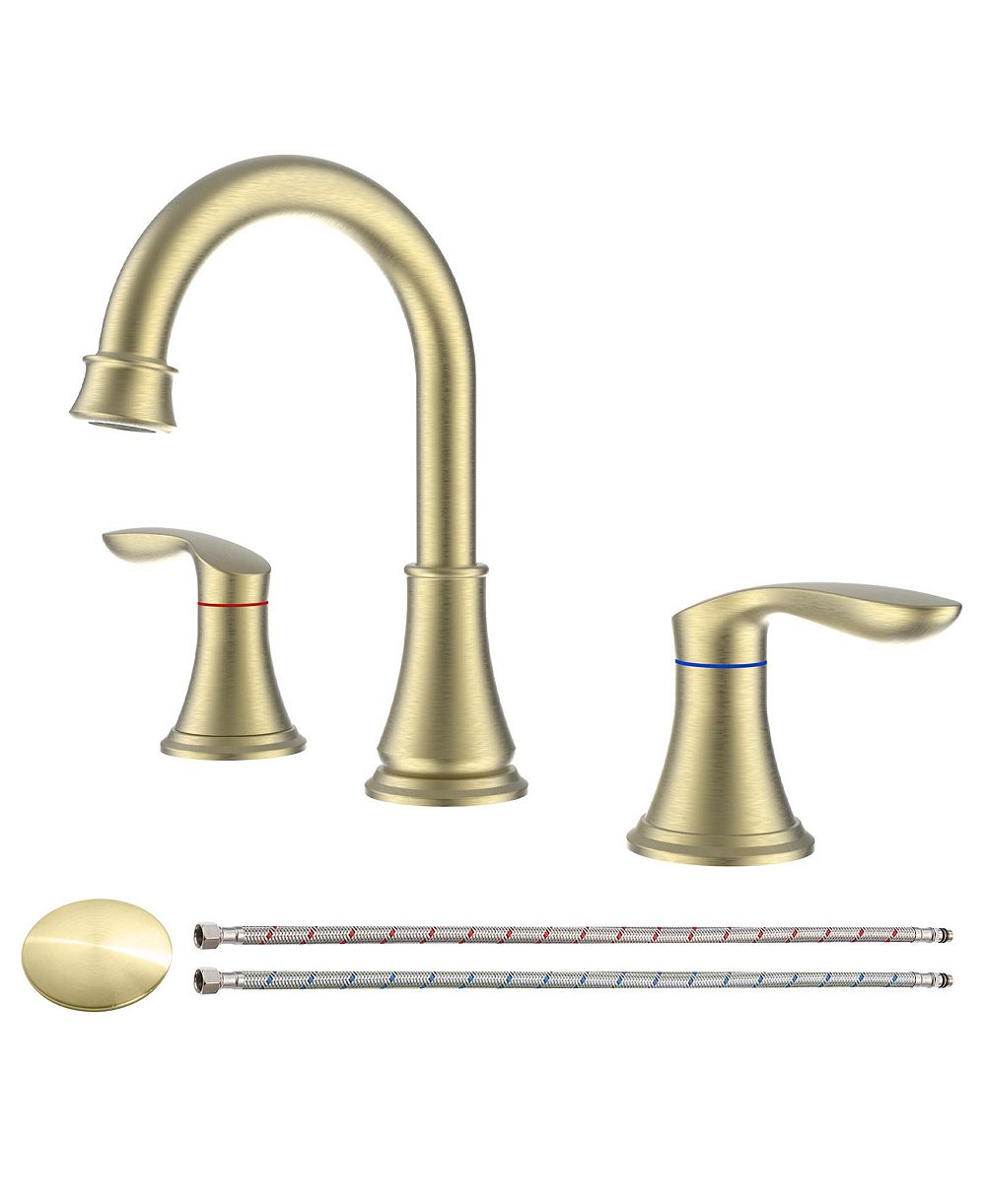 PHYING 2-Handle 8 inch Widespread Bathroom Sink Faucet Brushed  Lavatory Faucet 3 Hole 360degree(s) Swivel Spout Vanity Sink Basin Faucets