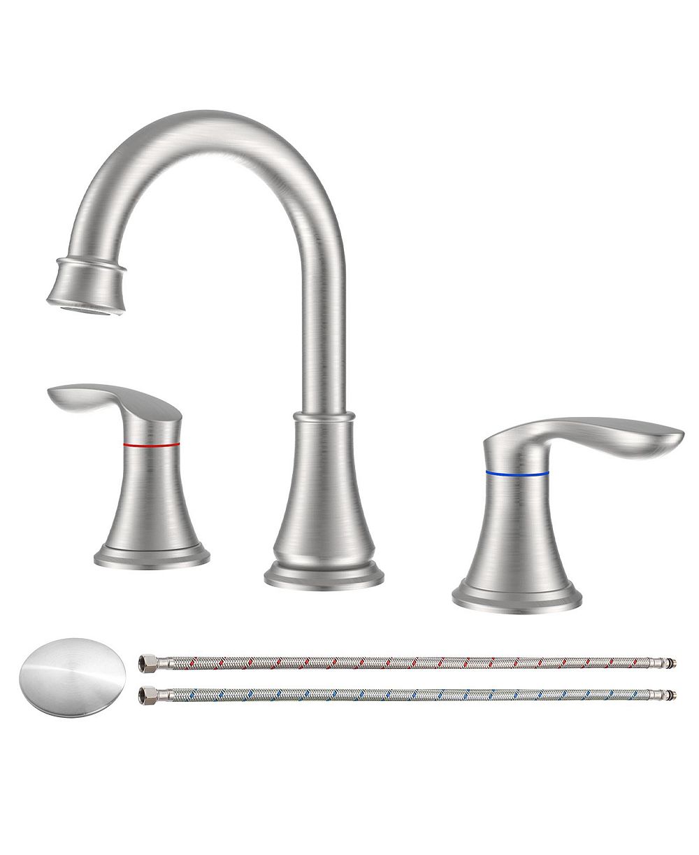 PHYING 2-Handle 8 inch Widespread Bathroom Sink Faucet Brushed Nickel Lavatory Faucet 3 Hole 360degree(s) Swivel Spout Vanity Sink Basin Faucets