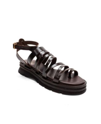 Forever & Always Shoes Women's Pelsa Leather Multi Strap Sandal