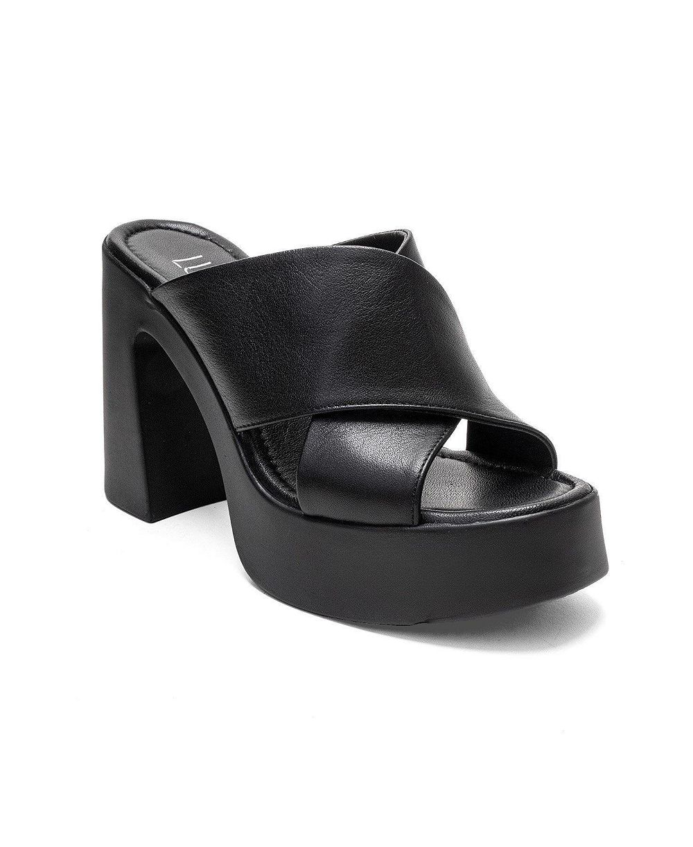 Forever & Always Shoes Women's Essenza Leather Platform Block Heel Sandal
