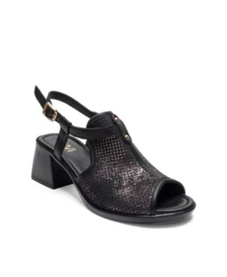 Forever & Always Shoes Women's Janelle Leather Block Heel Sandal