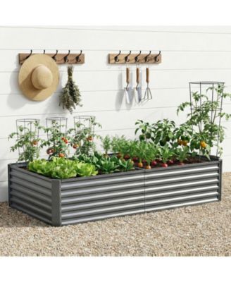 Pocassy 6x3x2ft Outdoor Metal Raised Garden Bed, Large Outdoor Planters Garden for Vegetables Flowers Herbs