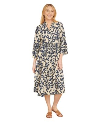 Платье-кафтан Yumi Women's 3/4 Sleeve Block Print