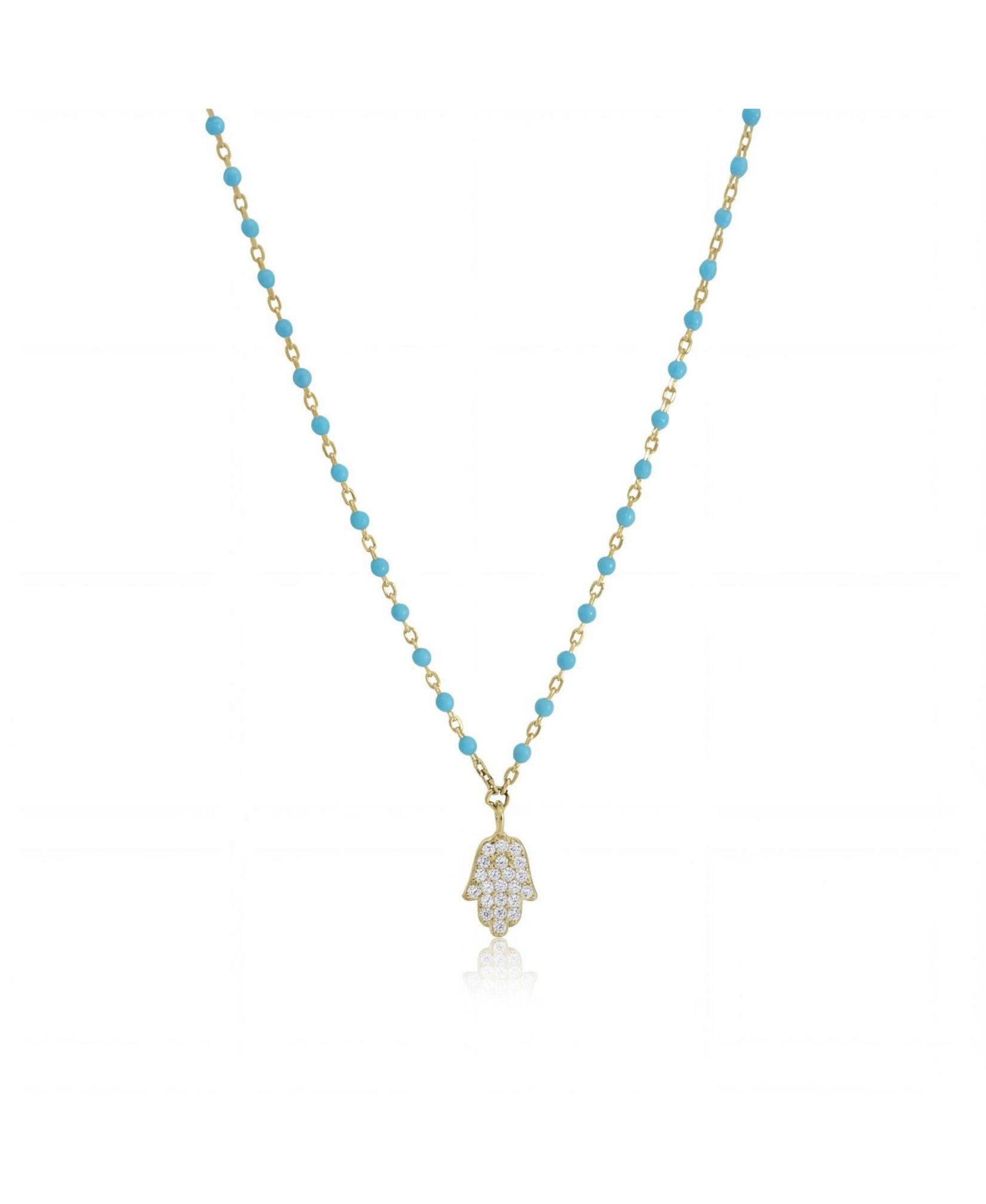 The Lovery Enamel Bead Hamsa Necklace 14K Gold-Plated Sterling Silver