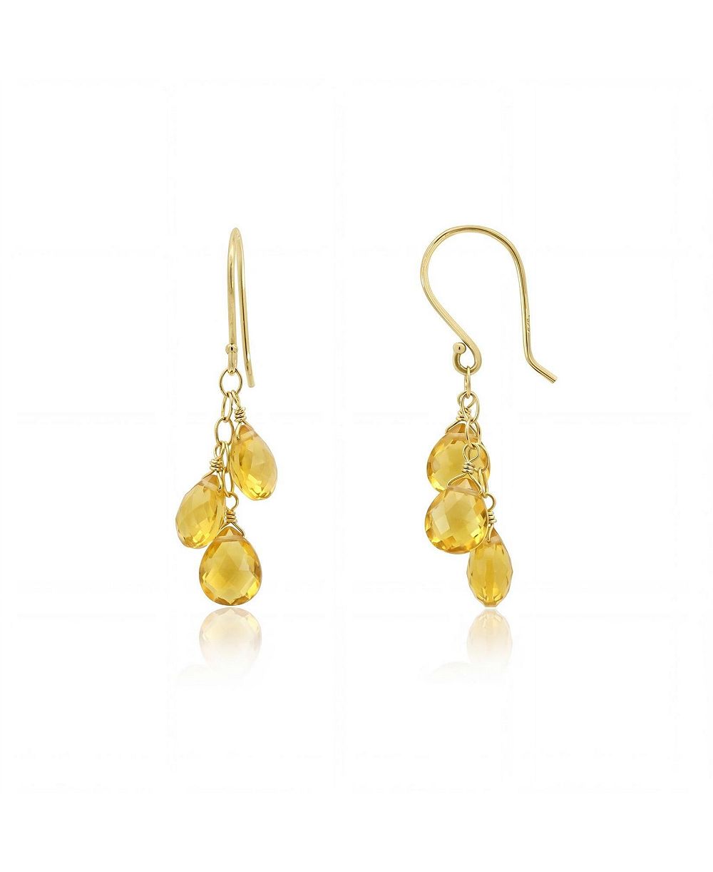 The Lovery Citrine Bead Dangle Earrings 14K Gold