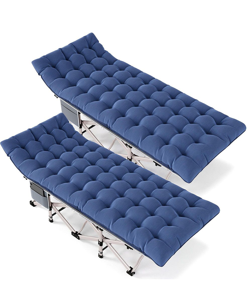 SUGIFT 2-Piece Folding Bed Camping Cots with Removable Cotton Mattress (2 in a set), 600 lbs