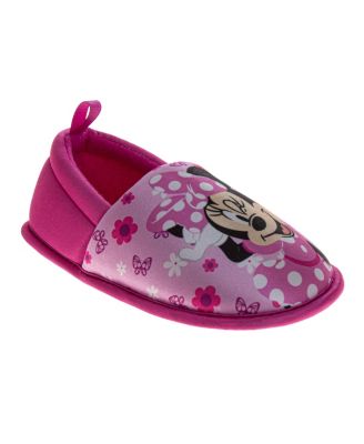 Disney Minnie Mouse Slippers Girls Soft Plush Cozy Warm Comfort Fit NonSkid Sole Indoor Wear (Toddler / Little Kid)