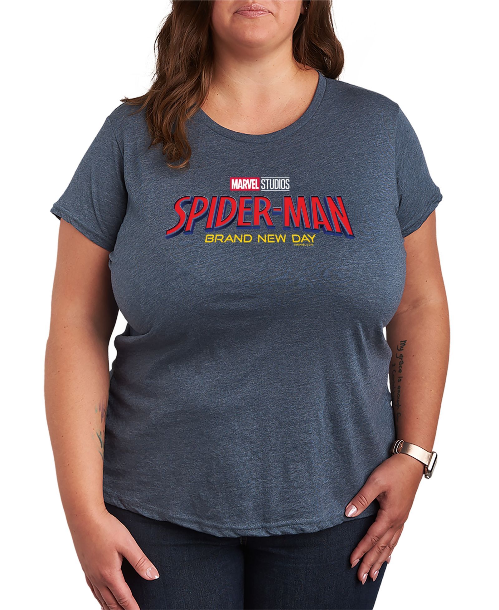 Укороченная футболка Plus Size Hybrid Apparel Spider-Man Brand New Day Logo Graphic